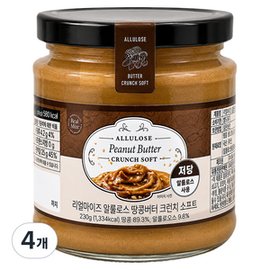 리얼마이즈 알룰로스 땅콩버터 크런치 소프트, 230g, 4개