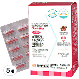 하모네 일양약품 슈퍼플러스 요로케어 크랜베리 22.2g, 60정, 5개