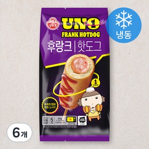 오뚜기 UNO 후랑크 핫도그 오리지널 (냉동), 75g, 5개입, 6개