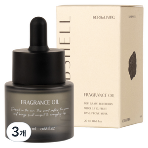 허브앤리빙 프래그런스 스톤 디퓨저 오일, 3개, 20ml, 밤쉘