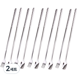 블룸엣홈 체크 샌딩 롱스푼포크세트, 혼합 색상, 2세트