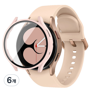 디씨네트워크 강화유리 풀커버 스마트워치 케이스 44mm, 로즈핑크, 6개