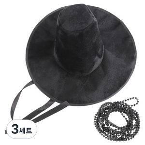 비에이비오 프리미엄 벨벳 저승사자 갓 + 갓끈 SET K-POP 아이돌 코스프레 세트, 혼합색상, 3세트