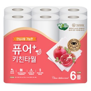 헬로 퓨어 플러스 키친타올, 110매, 1개