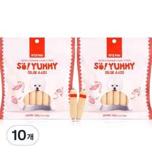비타파우 강아지 쏘야미 미니봉 소시지 간식, 혼합맛(연어/크릴), 238g, 10개