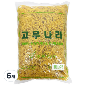 고무나라 1kg 고무밴드 70 x 1.5 mm, 노랑, 6개