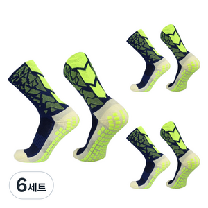 쿠미핸즈 미끄럼방지 축구 스포츠 양말, 네이비그린, 6세트