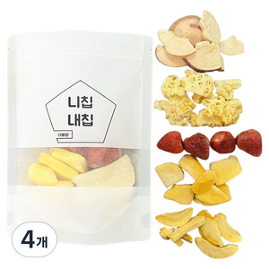 니칩내칩 딸기 복숭아 망고 파인애플 사과 동결건조과일 5종믹스 과일칩, 4개, 60g