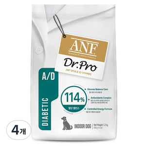 ANF 닥터프로 독 처방식 사료, 당뇨관리, 1.2kg, 4개