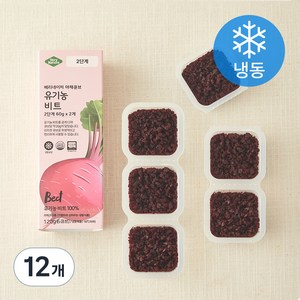 베리네이처 야채큐브 유기가공식품 인증 다진 비트 2단계 (냉동), 60g, 12개