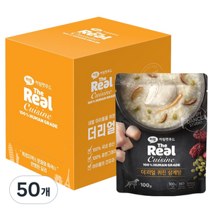 하림펫푸드 반려동물 더리얼 퀴진 삼계탕 습식파우치, 닭, 100g, 50개