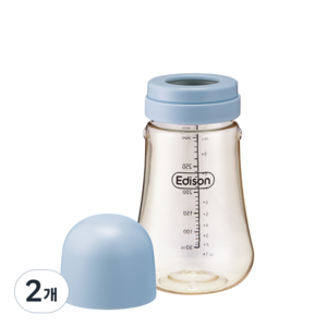 에디슨 국산 모유감성 PPSU 젖병, 노꼭지, 블루, 340ml, 2개