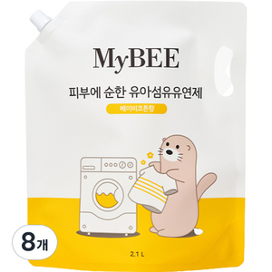 마이비 피부에순한 유아 섬유유연제 베이비코튼향 리필, 2.1L, 8개