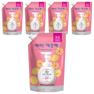 아이깨끗해 항균 폼 핸드솝 리필 레몬향, 600ml, 5개
