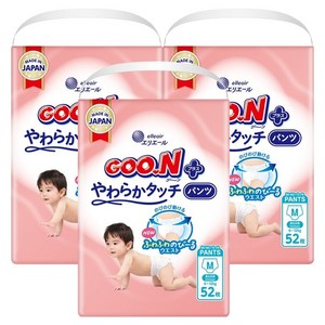 군 플러스 소프트 터치 팬티형 기저귀 아동용, 중형(M), 156매