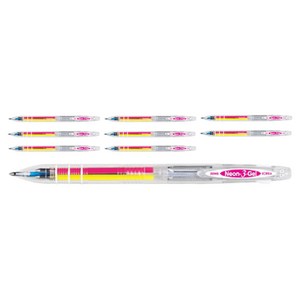 자바펜 네온3겔 3색 볼펜 0.5mm, 혼합색상, 9개