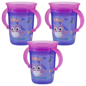 누비 유아용 티칭컵 10410, 퍼플, 3개, 240ml