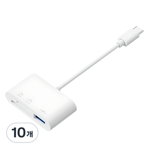 아이엠듀 C타입 3 in 1 USB TF SD카드 리더기, 화이트, 10개