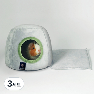 딩동펫 소동물 둥지나무 숨숨 하우스 + 방석 세트, 그레이, 3세트