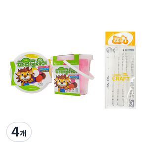 하비클레이 500g x 2p + 점토 도구 5종 세트, 형광핑크(클레이), 4개