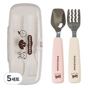 도노도노 유아용 자기주도 스푼포크세트, 키티코튼핑크, 스푼 + 포크 + 케이스, 5세트