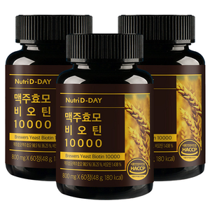 뉴트리디데이 독일산 맥주효모 비오틴 10000 6개월분, 60정, 3개