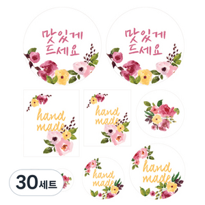 도나앤데코 꽃피는봄 스티커 9종 세트, 혼합 색상, 30세트