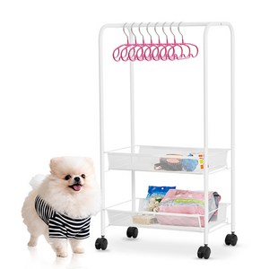 토모 강아지 2단 수납 행거 + 옷걸이 S 10p + M 10p, 1세트