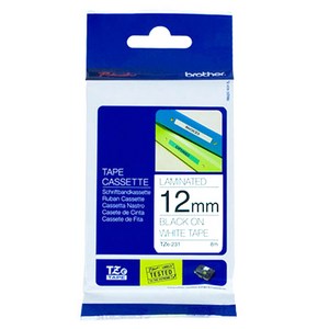 TZETAPE 라벨테이프 12 mm TZe-231, 흰색 테이프 + 검정 문자, 8m