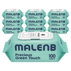 마렌비 그린터치 아기물티슈 캡형, 55g, 100매, 10개