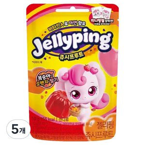 캐치티니핑 하츄핑의 젤리핑 쥬시 프루트 유아젤리, 5개, 50g, 혼합맛(복숭아/오렌지/딸기)