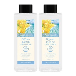 더허브샵 디퓨저 리필오일, 아쿠아시크릿, 200ml, 2개