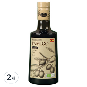 파미고 유기농 엑스트라버진 올리브오일, 500ml, 2개