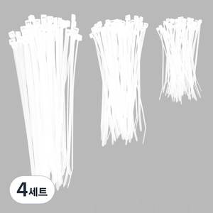 코멧 홈 고강도 PA66 케이블타이 대 50개 + 중 50개 + 소 50개, 화이트, 4세트