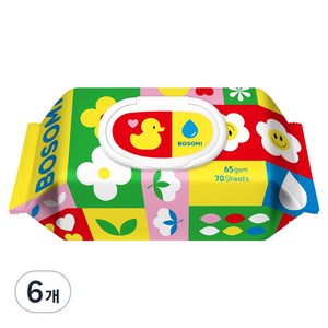 보솜이 펀앤플레이 아기물티슈 캡형, 65g, 70매, 6개