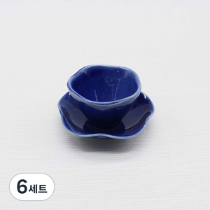 달소금 국산 핸드메이드 도자기 꽃잎 찻잔 세트, 블루, 6세트