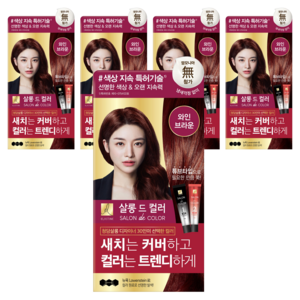 엘라스틴 살롱 드 컬러 염색제 세트, 와인브라운, 5개