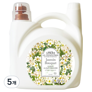 르샤트라1802 초고농축 섬유유연제 자스민부케향 본품, 5.67L, 5개