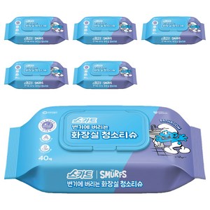 스카트 변기에 버리는 화장실 청소티슈 40매, 6개