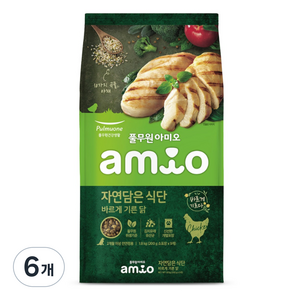 풀무원아미오 전연령 강아지 자연담은 건식사료, 닭, 1.8kg, 6개