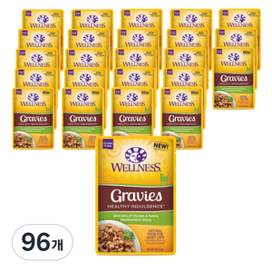 웰니스 고양이 헬시 인덜전스 그레이비 습식사료 파우치, 닭+칠면조, 85g, 96개