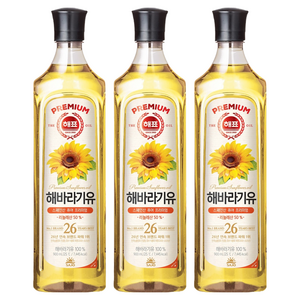 해표 해바라기유, 3개, 900ml