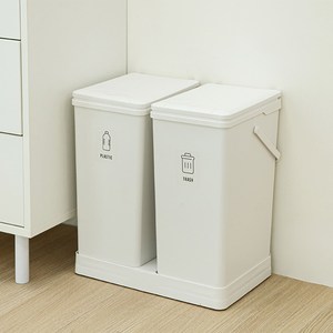 코멧 원터치 2칸 분리수거함 20L, 화이트 골드박스 특가