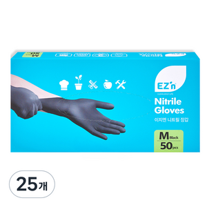 EZn이지엔 니트릴 장갑 50p, 블랙, M, 25개