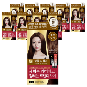 엘라스틴 살롱 드 컬러 앤 새치 염색 크림, 짙은갈색, 10개