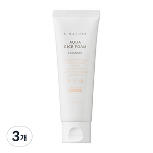 에스네이처 아쿠아 라이스 약산성 클렌징폼, 80ml, 3개