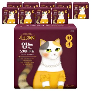 시크릿데이 하트 입는 오버나이트 팬티, 중형, 4개입, 10개