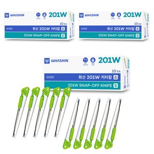 화신 스틸 커터칼 소 9mm KN-201W, 그린, 30개