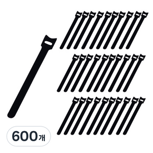 생활감각 찍찍이 벨크로 타이, 블랙, 600개