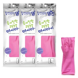 홈에디션명진 손이편한 마이마이 고무장갑, 분홍, 대(L), 3세트